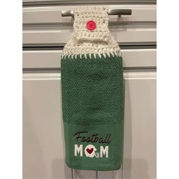 Crochet Top Kitchen Towel- Football Mom - Picture 1 of 3